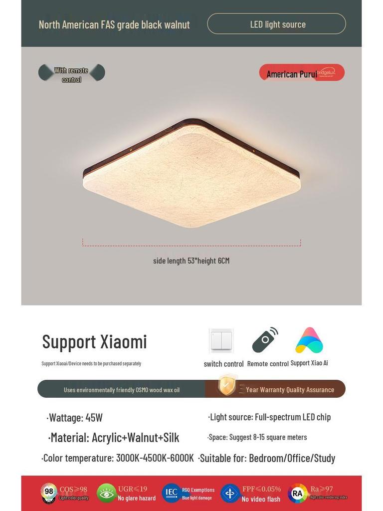 Retro Walnut Zen Ceiling Light with Song Dynasty Silk Aesthetics