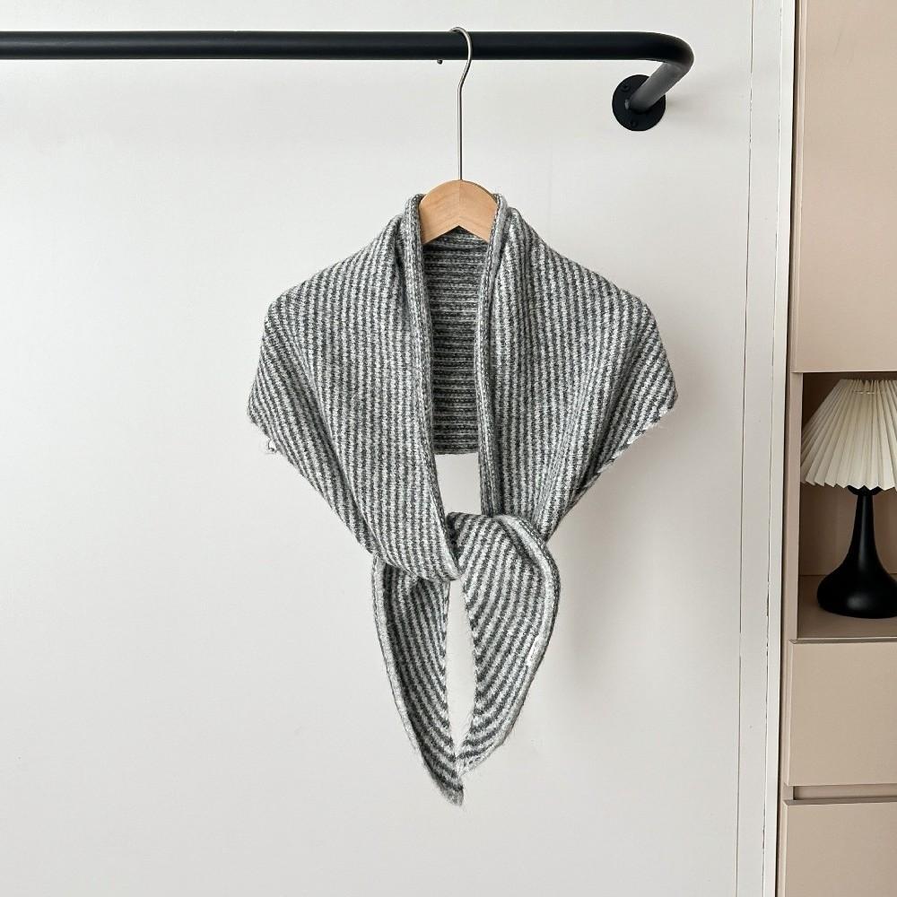 Elegant Triangle Striped Scarf Comfortable Knit Wool Scarf Decorative Neck Warmer Women