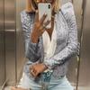 Chic Shiny Sequins Casual Jacket Women Fashion Sparkly Glitter Short Coats Slim Fit Long Sleeves Open Front Cardigan Outwear