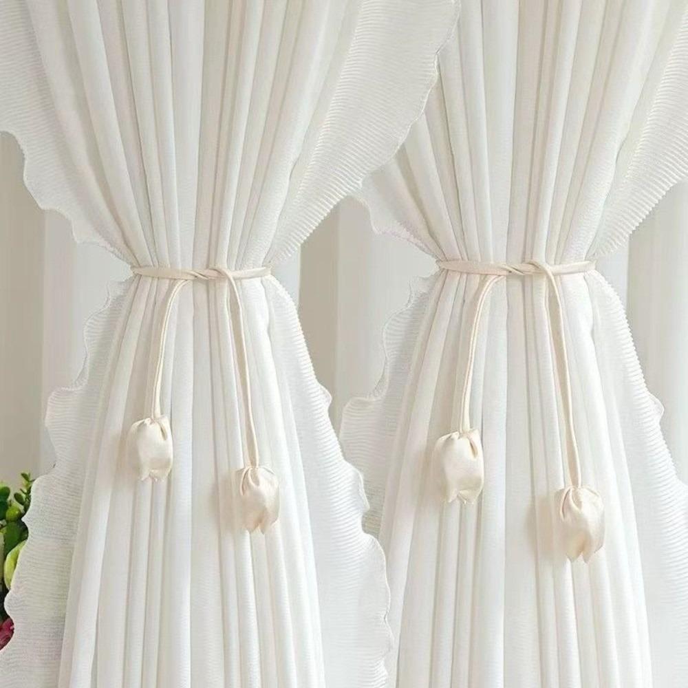 2 PCS Fashion Curtain Straps Elegant Rose Curtains Tie Rope Creative Curtain Buckle Bedroom Tulip Apricot