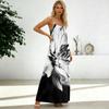 Women's Fashion Backless Spaghetti Strap Casual Loose Floral Print Dress