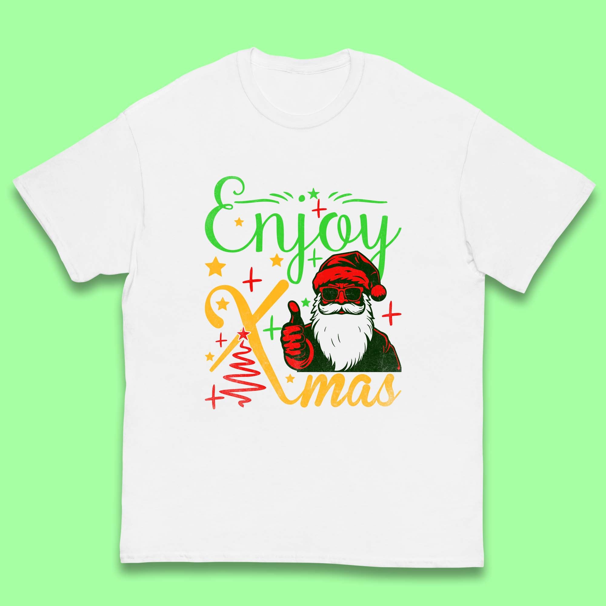 Enjoy Xmas Santa Claus Thumbs Up Christmas Kids T Shirt 130