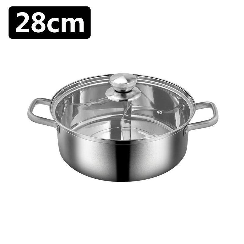 Chinesischer Hot Pot 304 Edelstahl Induktionskochfeld Gasherd Kompatibel Küchengeschirr Suppentopf Zweigeteilt