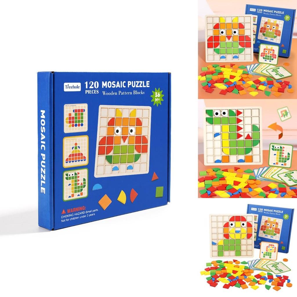 3d Mosaic Wooden Puzzle Montessori Toy Kids Educational Desktop Early Preschool