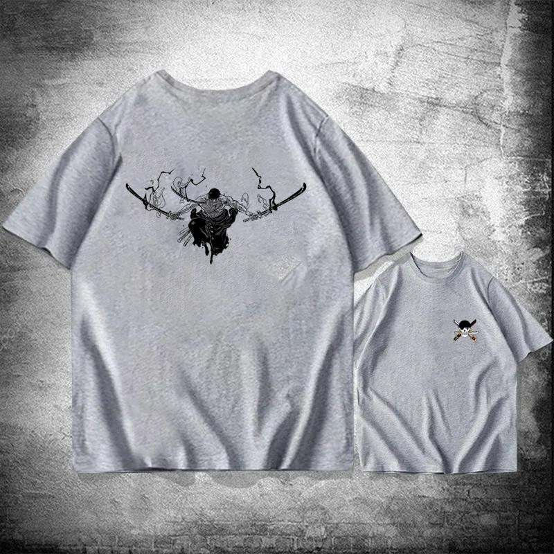 ONE PIECE Japanese Animation Cotton T-shirt Short-sleeved Clothes Around Sauron Student Printing Men's and Women's Trends Summer