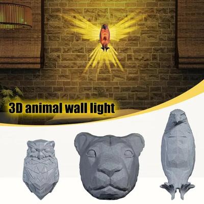 3D zvířecí LED nástěnná lampa pro dekoraci obývacího pokoje osvětlení chodby sova lev nástěnná svítidla pro domácí svítidla
