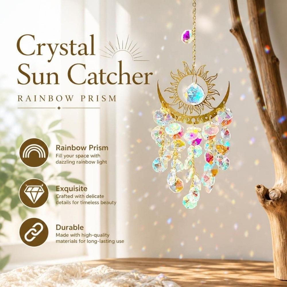 Handmade Crystal Sun Catcher Rainbow Prism Rainbow Prism Window Hanging Sun Moon Pendant Women