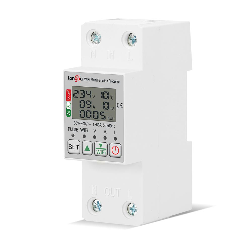 tongou Tuya WiFi Intelligent Energy Meter with Metering Voltage Power Electricity Monitoring Leakage Protector 63A AC85