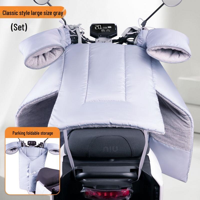 Electric Vehicle Windshield Winter Velvet Windproof Cover & Battery Motorcycle Knee Pads for Cold Protection