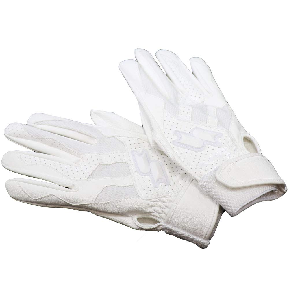 SSK Batting Gloves for High School Size Large Students, Hands, 10, White, (bg3014wf)