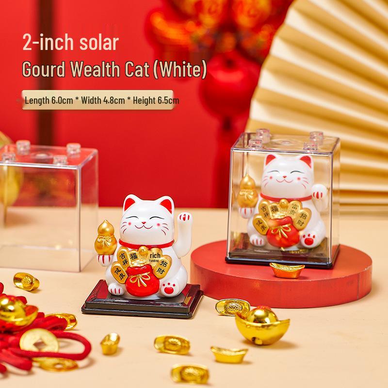 Solar Powered Waving Lucky Cat - Automatic Fortune Cat for Home, Desktop, or Car Decoration