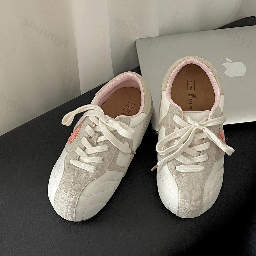 Fashion Retro Casual Shallow Mouth Flat Single Shoes for Women 2025 New Spring Soft Soled Comfortable Lace Up Non Slip Fashion Sneakers