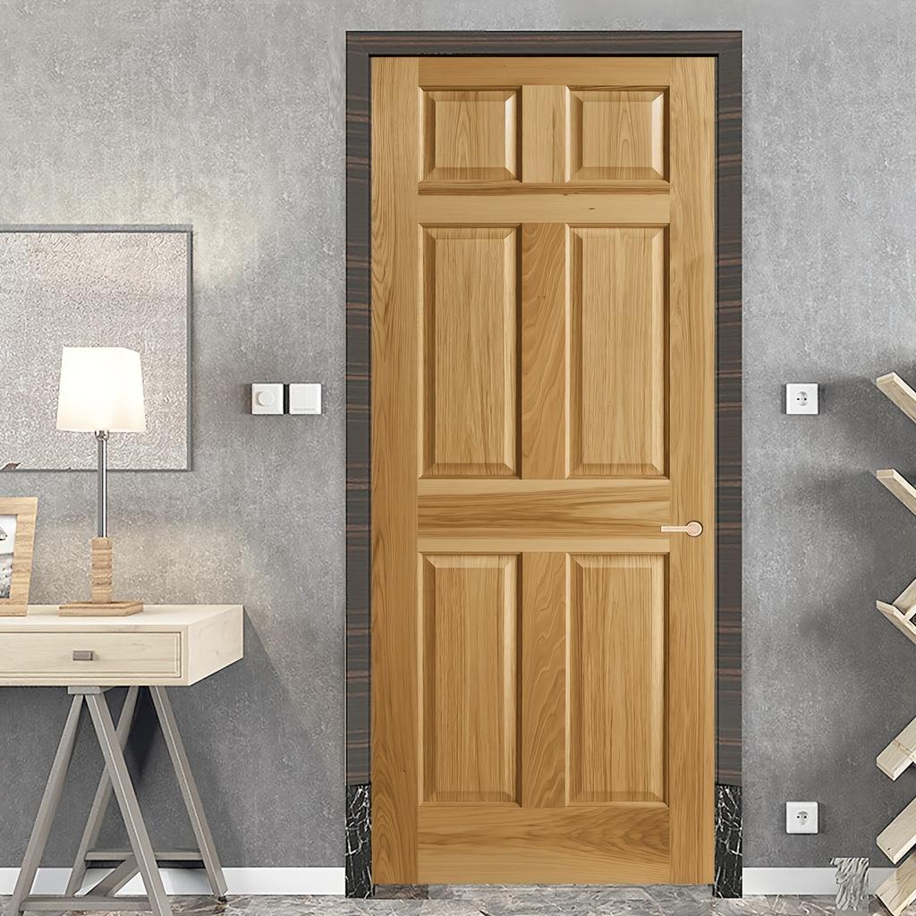 Wood Grain Door Sticker Wallpaper PVC Landscape Home Decor Furniture Vinyl Wrap Waterproof Wall Sticker Bedroom Door Decorative Film