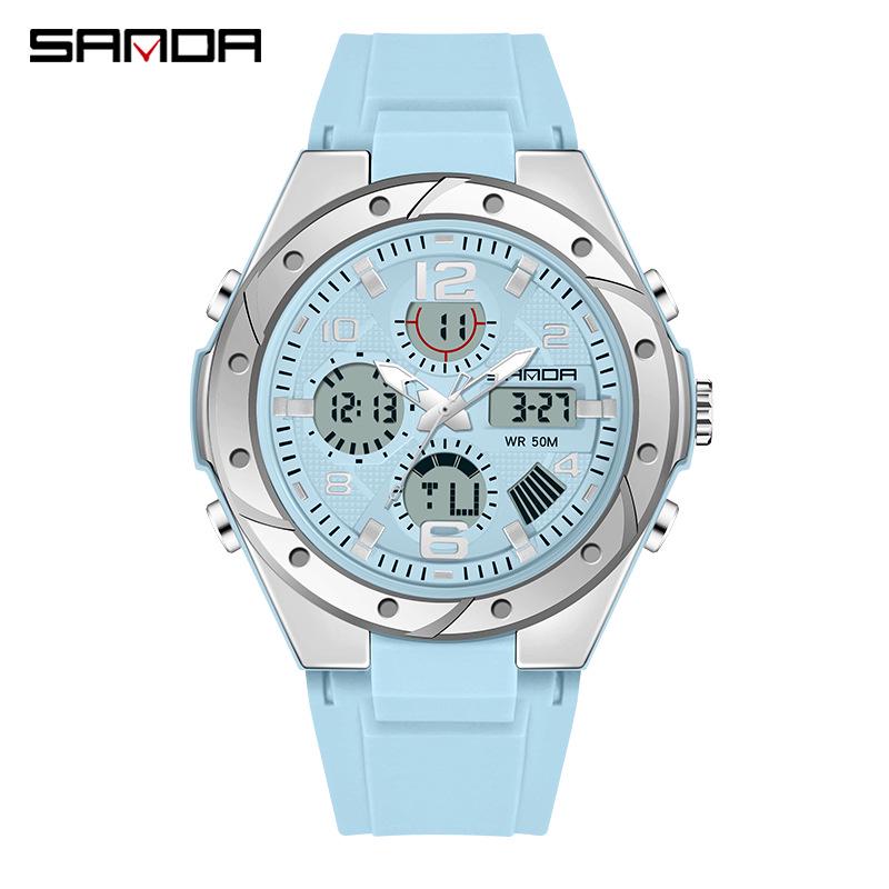 Sanda Skull Design Dual Display Waterproof Luminous Men's Student Multifunctional Watch