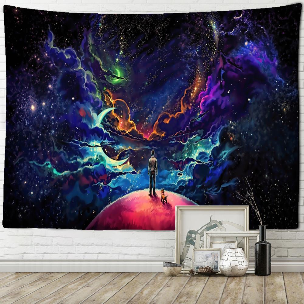 Romantischer Sonnenblumen-Astronaut Wandteppich Wandbehang Hippie Tapiz Kunst Böhmische Mystik Wohnzimmer Schlafzimmer Heimdeko