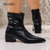 Fashion 2025 Women's Autumn Boots PU Leather Pointed Toe Elegant Short Boots Slip On Botas Mujer Office Ladies Fashion Botines Size35-42