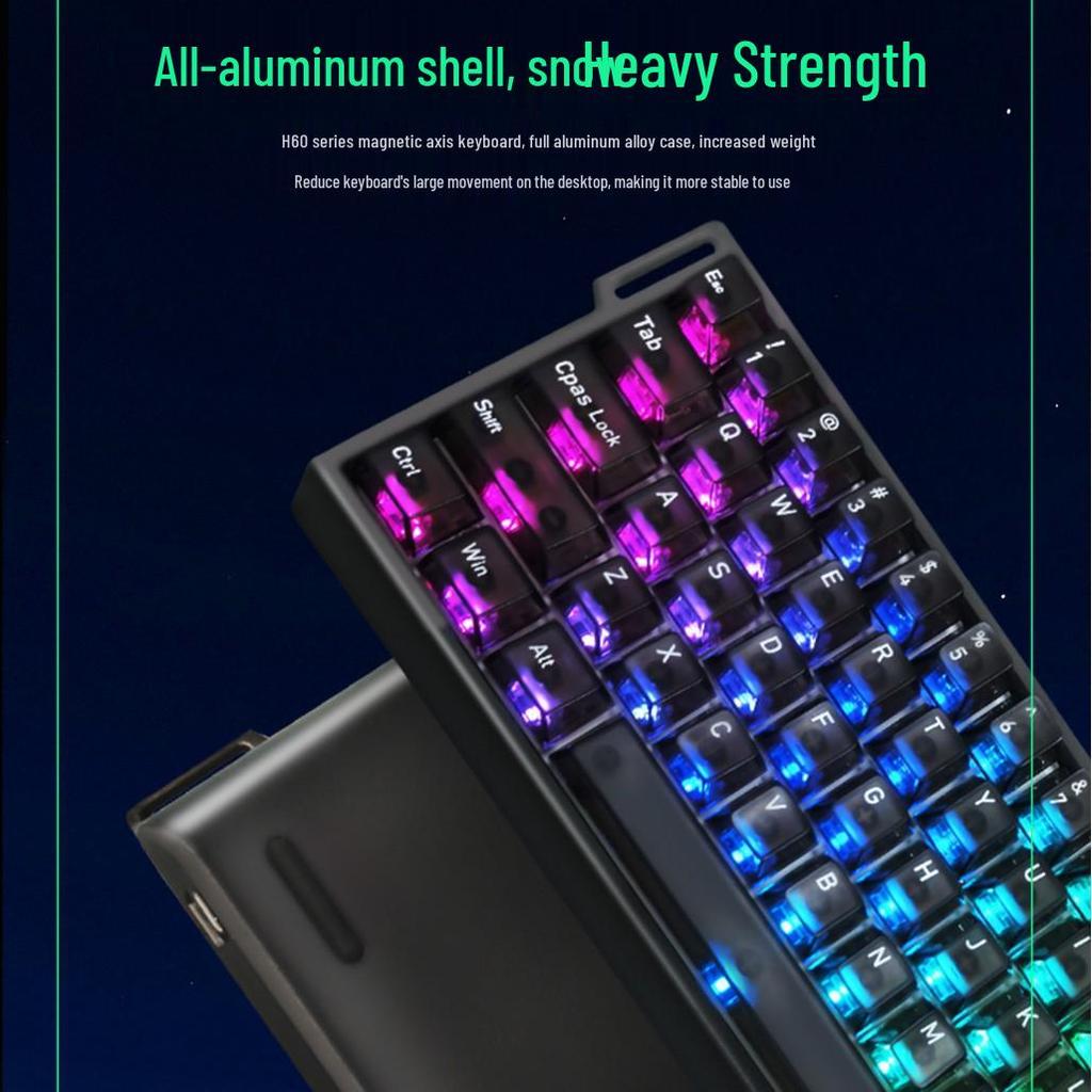 Aluminum Alloy Wired Mechanical Gaming Keyboard with Magnetic Axis and Customizable RGB Lighting