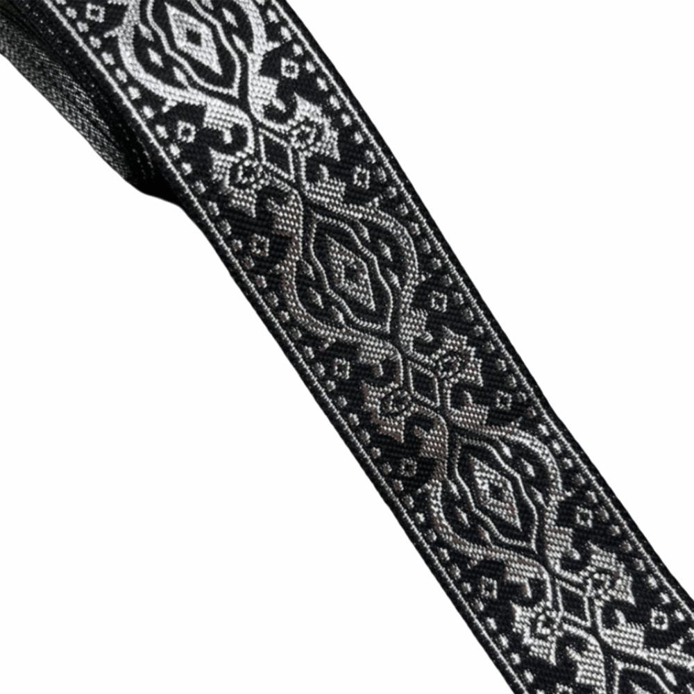 Silver Glitter Embroidery Ribbon Trim Vintage Ethnic Traditional Chinese Pattern Jacquard Embroidery Trim Boho Floral