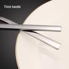 Square Handle Stainless Steel Cutlery Set: Knife, Fork, and Spoon for Hotels and Restaurants.