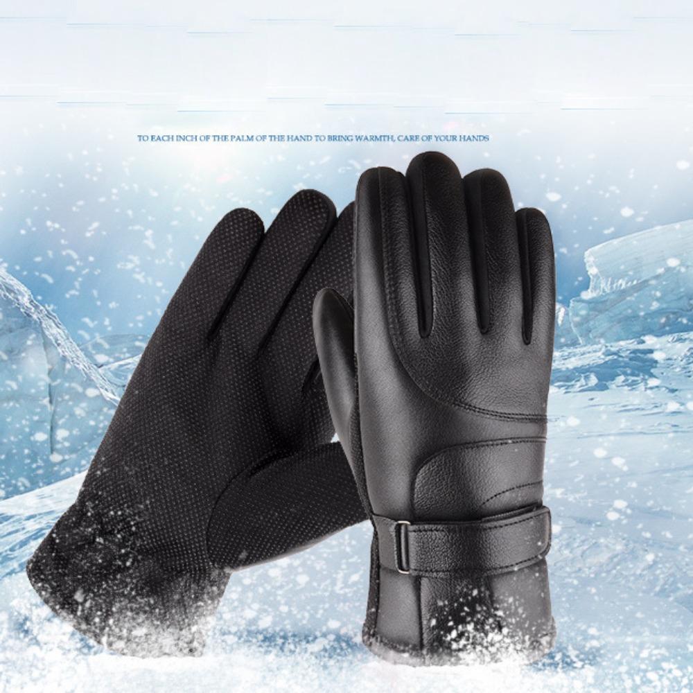 

Winter Leather Gloves Waterproof Resistance Cold Male Outdoor Sports Winter Warm Full Gloves Motorcycle Cycle For Men Gloves