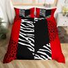 Zebra Stripes Duvet Cover Set Red Glitter Lips Comforter Cover For Girls Women Black White Leopard Zebra Print Queen Bedding Set