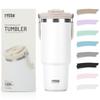TYESO Tumbler Straw 1200ml Water Bottle Cold Retention Large Capacity Stainless Steel Lid Spill-proof Portable Handle Vacuum Insulated Double Wall KT