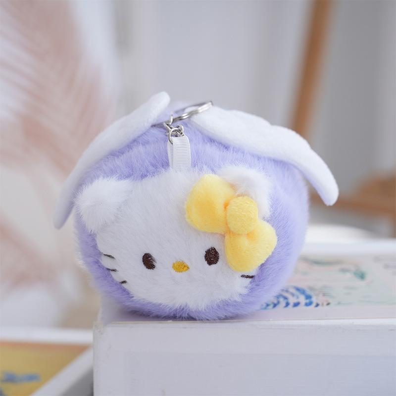 Cute Angel Cylinder Kt Cat Pendant Plush Toy Doll Kitten Bag Pendant Keychain Rag Doll
