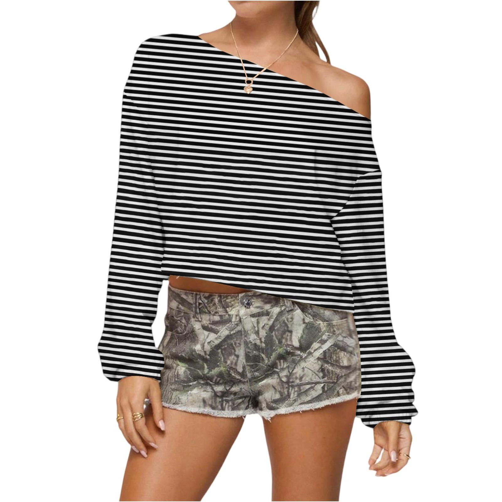 

Women s Fashionable Casual Versatile Loose One-shoulder Pullover Women s Style Off-Shoulder Long-Sleeved Sweatshirt L тёмно-синий