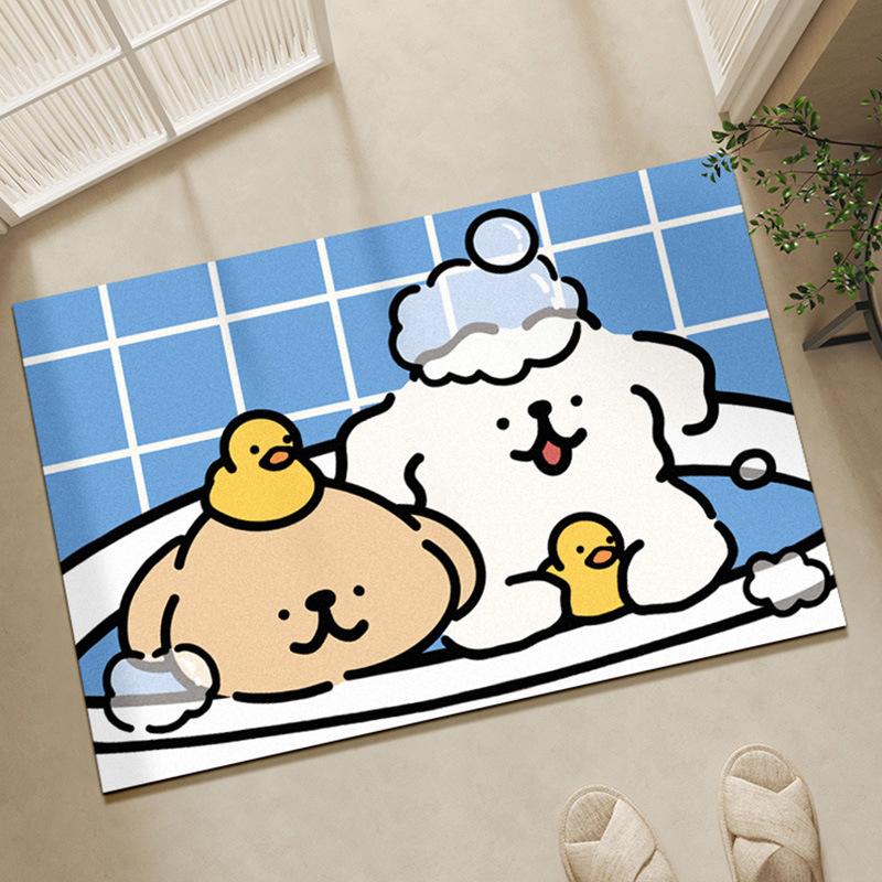 

Cartoon Style puppy bathroom water absorption pad household entrance door imitation diatom mud Fine floor mat bathroom door anti-slip foot pad 40*60cm