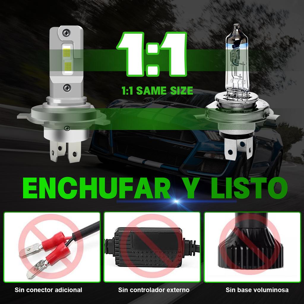 1Pcs H4 LED Moto Headlight Bulb 60W 6000LM Halogen Size Motorcycle Light Hi-Lo Beam Turbo Fan Super Bright 6000K 12V
