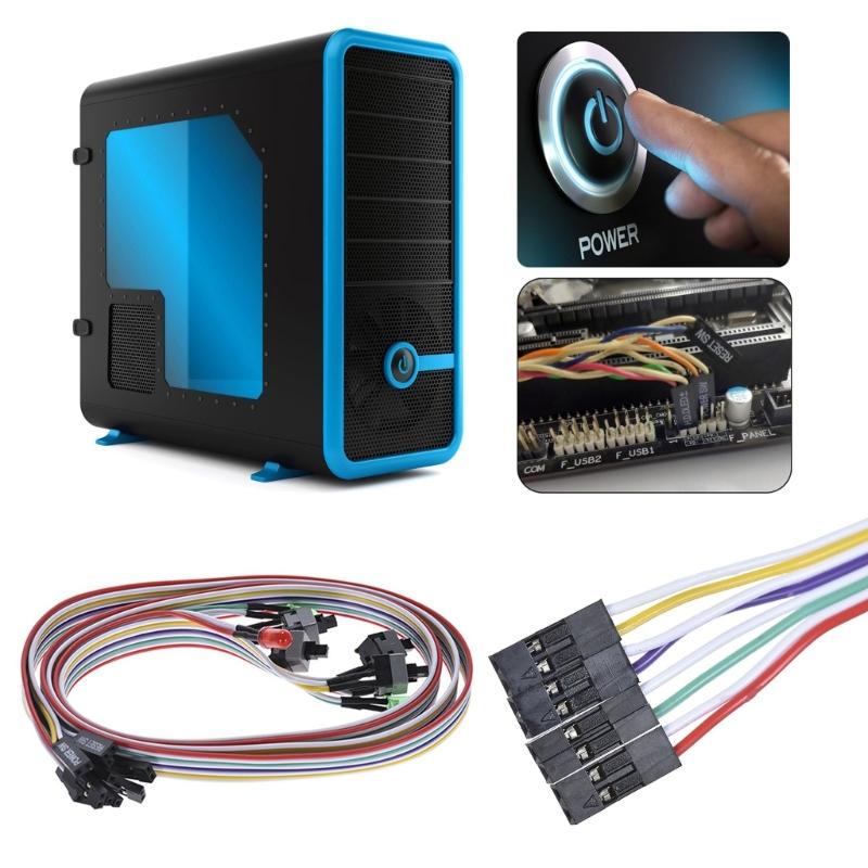 Desktop Computer Case Power Reset HDD Button Switches Cable, 26" with Redness Green LED Lights, 2 Pin Connectors