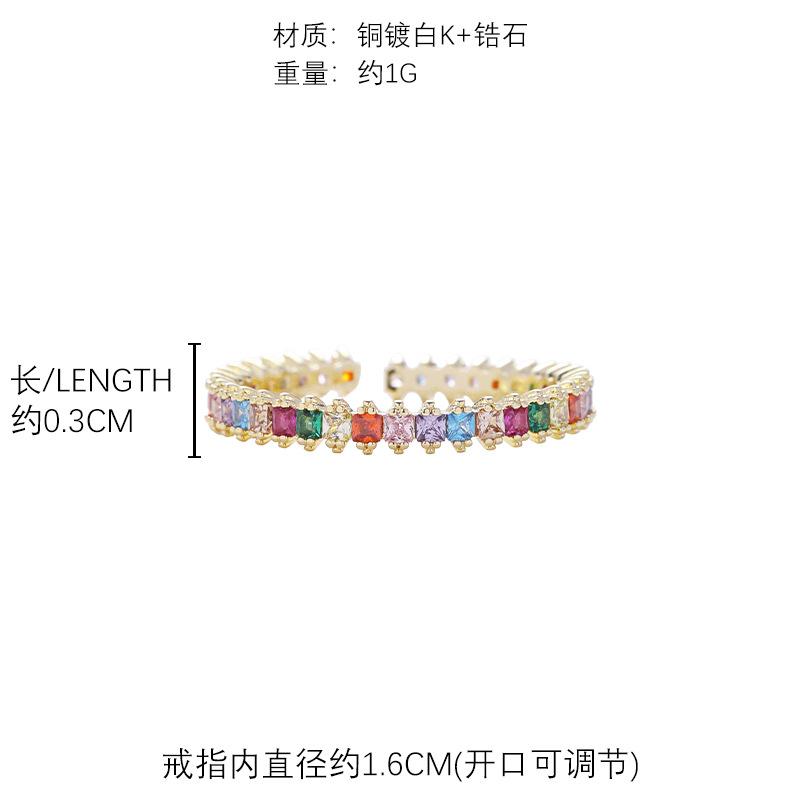 Light luxury color zircon ring Women s ins style personality trend Index finger ring Trend ring Wholesale