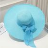 Cappello da Sole Estivo a Tesa Larga per la Spiaggia all'Aperto Moda Bordo Larga Pieghevole Cappello da Sole da Donna Colore Unito Decorazione Fiocco Cappello a Cilindro