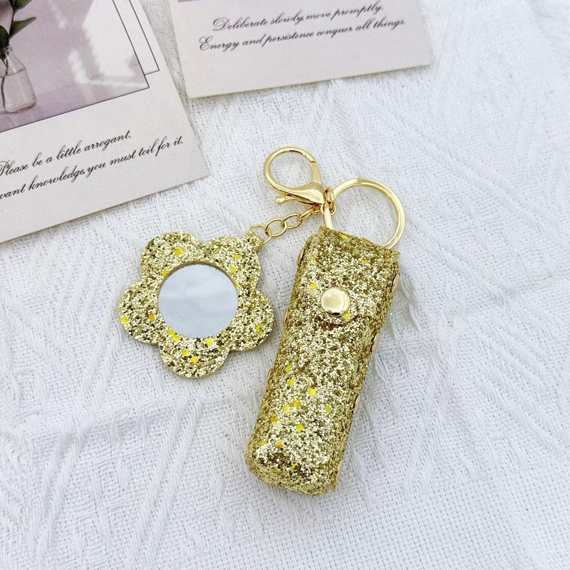 Portable Lipstick Bag Pouch Lip Balm Bag Keychain Holder Creative Lipsticks Protective Cover With Mirror