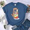 Canned Cat Creative 3D Print Female Tee Shirts Breathable Casual T-Shirt Soft Summer Short Sleeve Loose Streetwear For Women