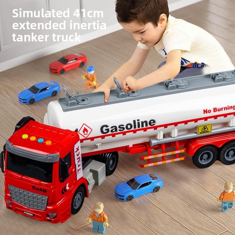 Childrens Large Plastic Fuel Tanker Inertia Drive With Lights Engineering Vehicle For Interactive Play