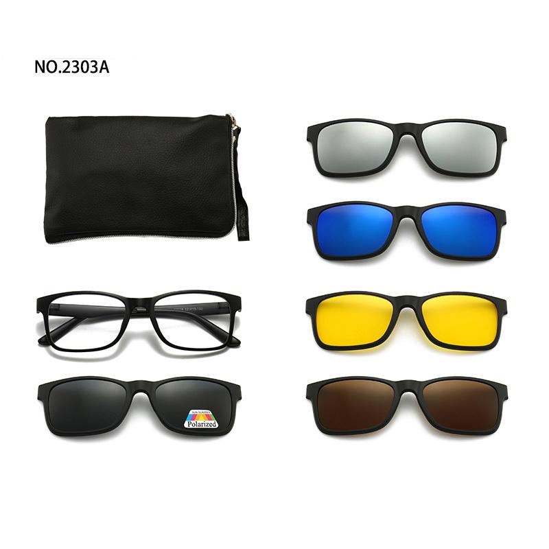 6 In 1 Men Women Optical Magnetic Sunglasses Clip Magnet Clip on Sunglasses Polaroid Clip on Sun Glasses WIth Box