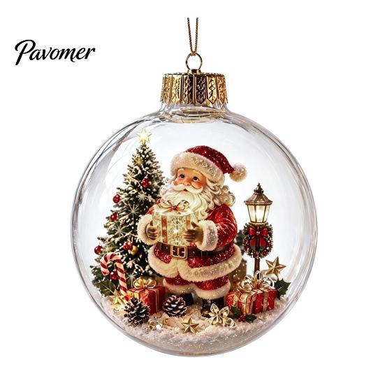 Winter Holiday Decorations Christmas Story Ornament, Acrylic Hanging Angel Santa Claus Keepsake Gifts Candy House Designs, Ball Shape Festive