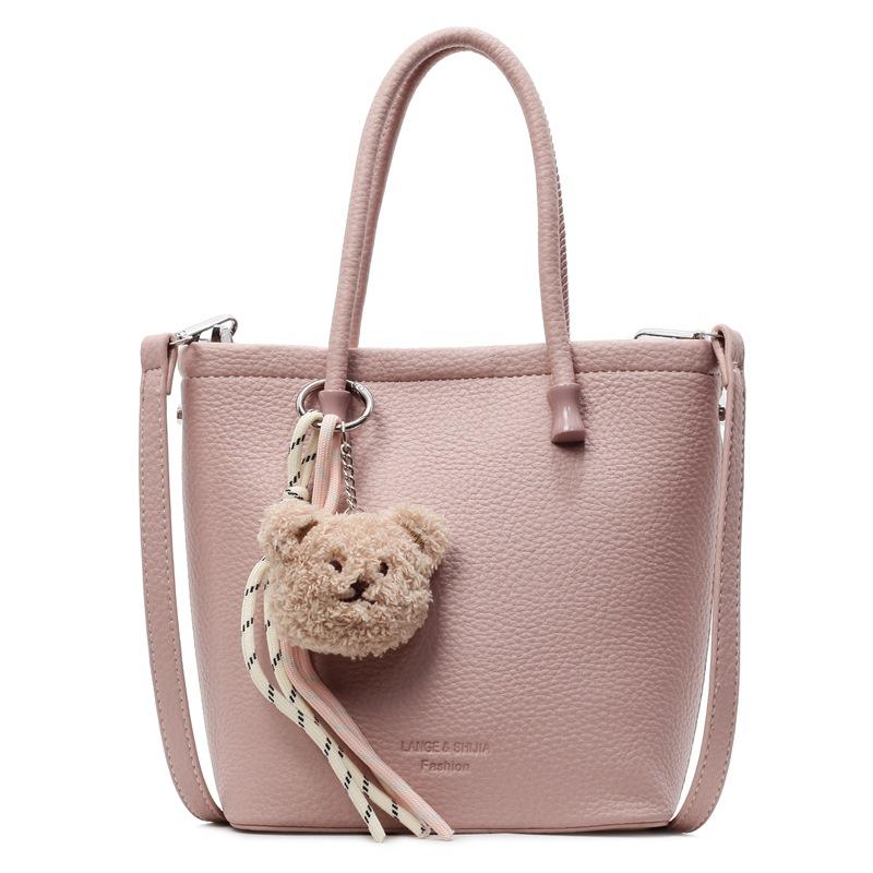 Lychee Pattern Portable Bucket Bag Women'S Simple Trend Shoulder Bag Foreign Style Versatile Messenger Bag