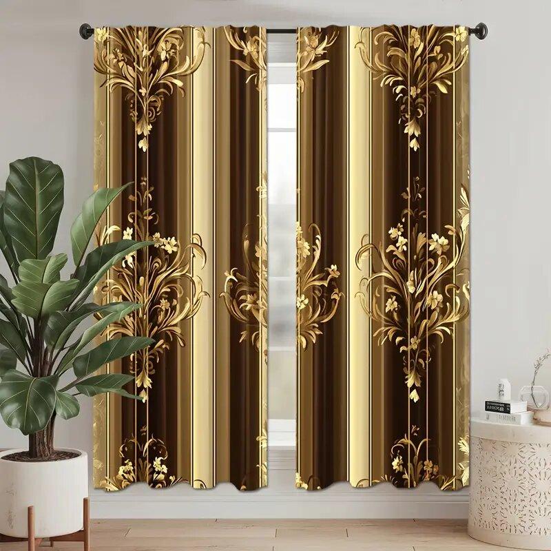 Luxurious black and gold - pole bag curtains, bedroom and kitchen decoration, home decoration, living room decoration