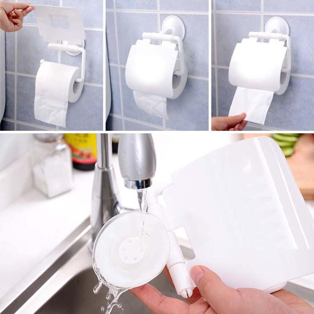 Toilettenpapierhalter mit Saugnapf, Tissue-Rollenständer, Badezimmerregal, zufällige Farbe ARI