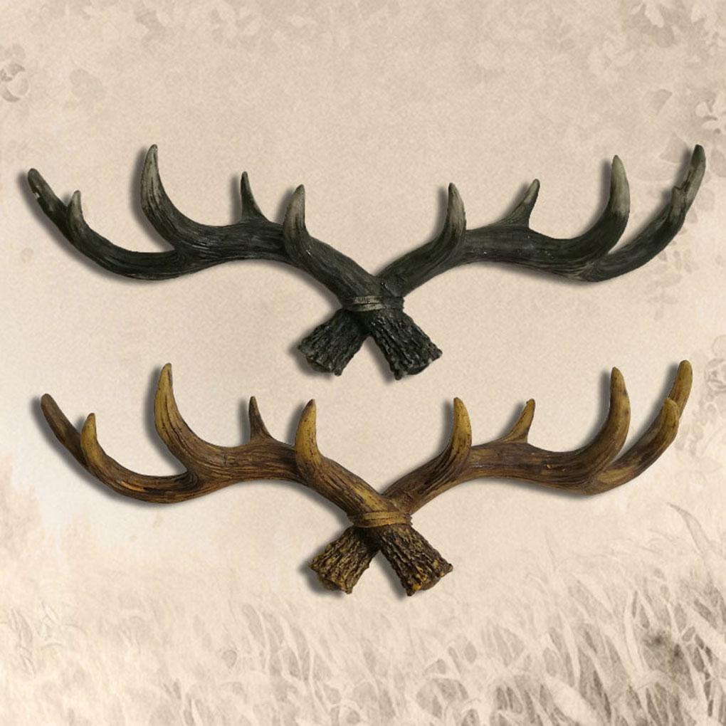 Wall Mounted Hanging Hook Antlers Ox Horn Shape Coat Hanger Holder Door Rack