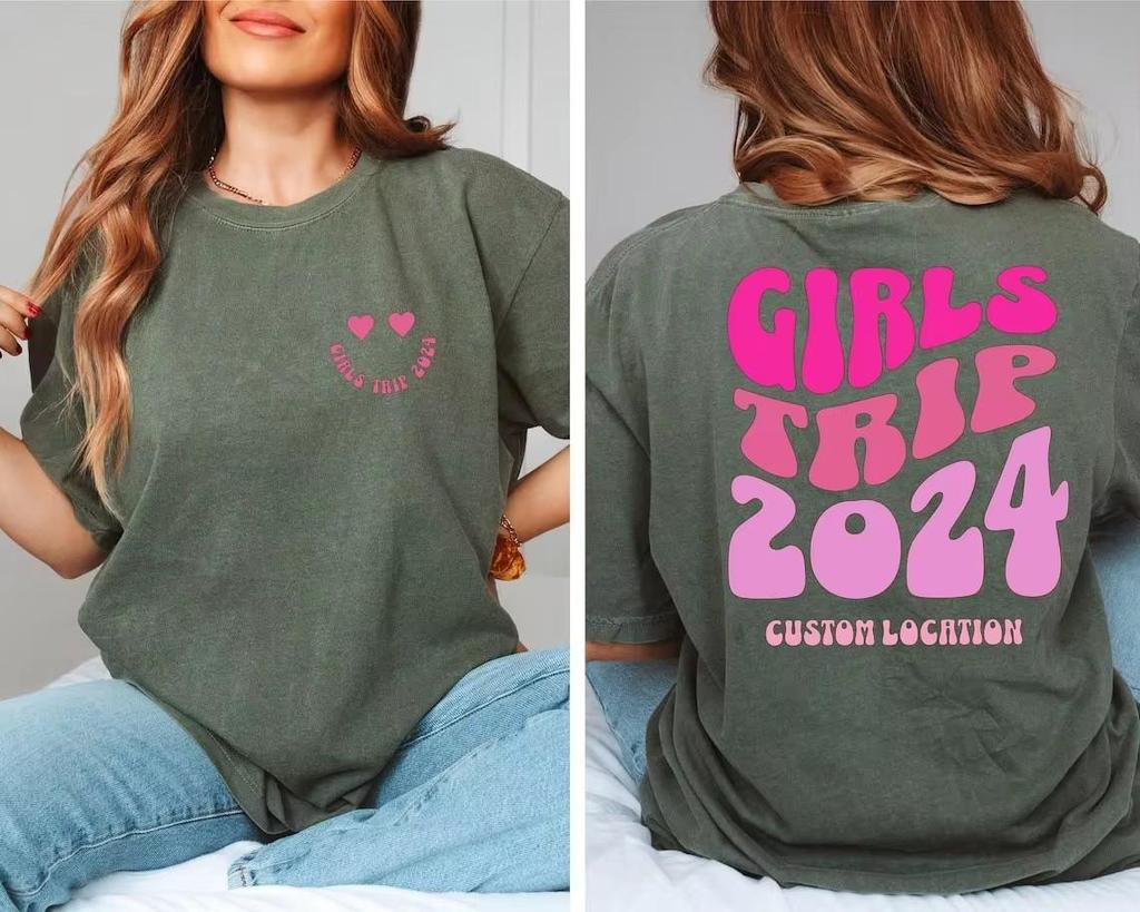 GIRL TRIP 2024 SUnisex top T-shirt Amazon fashion sports short-sleeved T-shirt