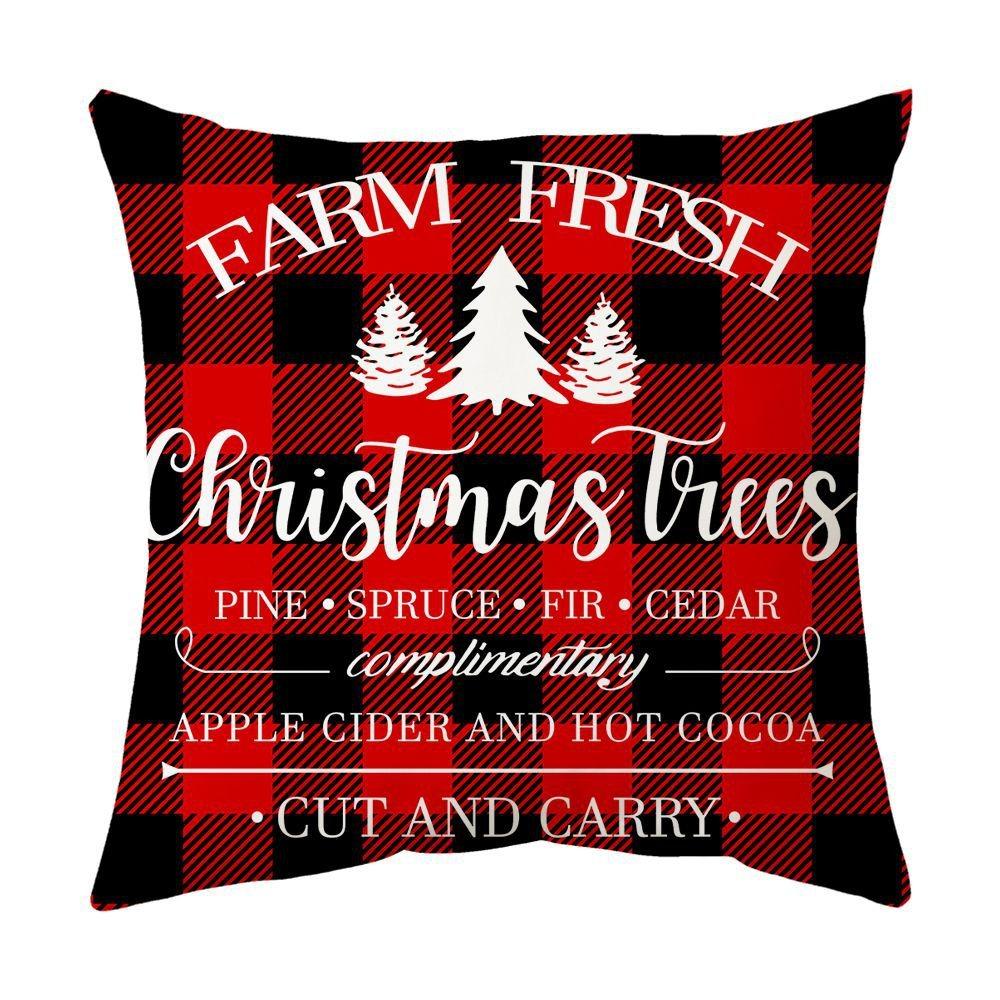 Christmas home decoration pillow cover Merry Christmas Snowman Christmas tree plaid printed cushion cover Sofa room decoration