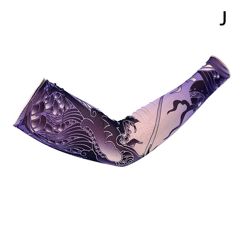 Long Fake Summer Tattoo Sleeves Sun Protection Cover Outdoor Gloves Driving Ice Silk Arm Sleeves