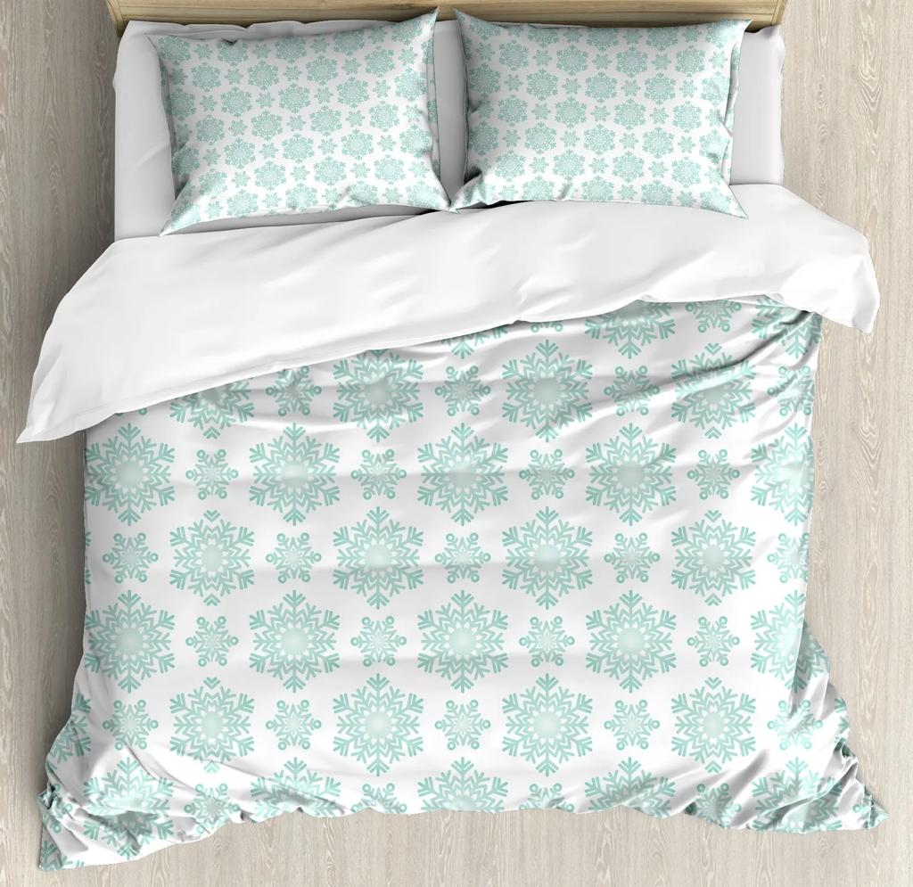 Comforter Winter Merry Xmas Theme Delicate Snowflakes Cold Freezing Weather Vintage Holiday Pattern Room Decorative Women Kids