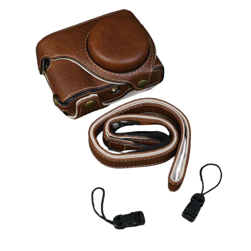 

Ретро сумка для камеры из ПУ кожи Жесткий чехол Крышка половинного корпуса Подходит для Panasonic LUMIX TZ99/ZS99 Основа Перфорированная оболочка