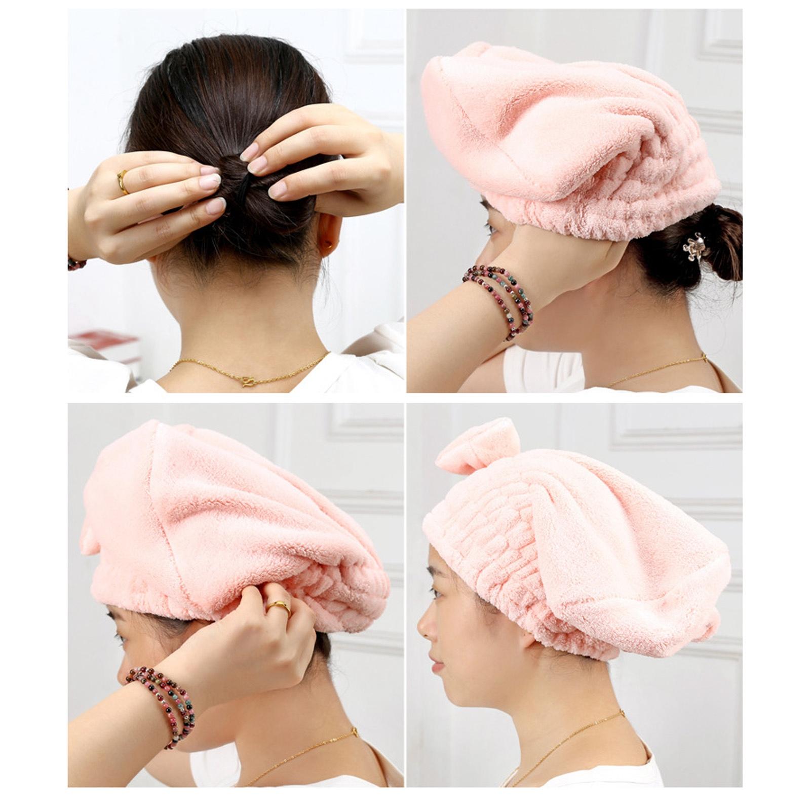 

2PCS Coral Fleece H Drying Towels Absorbent Drying Thickening H Wrap Hat