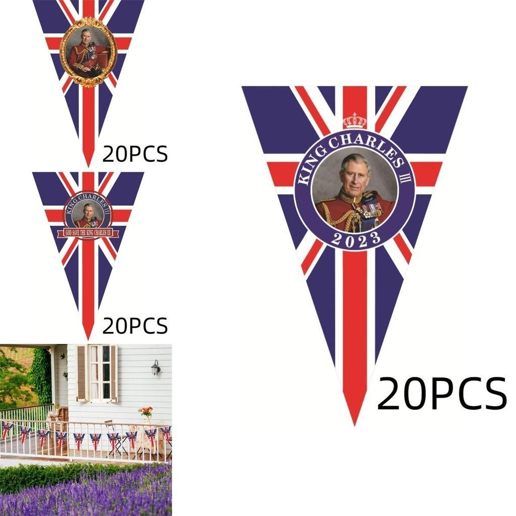 Britische König Charles Krönungsflagge Handheld 90x150cm Festliches Polyesterbanner