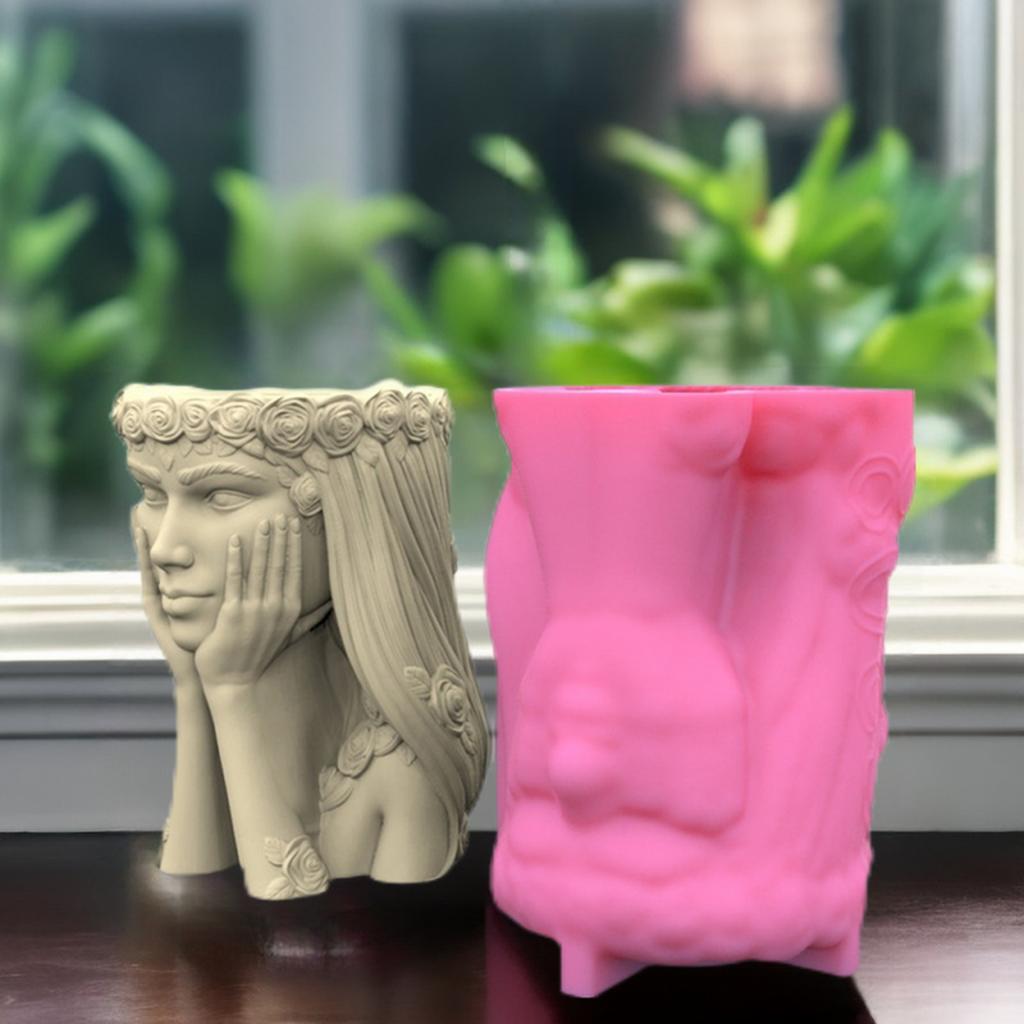 Goddess Gypsum Flower Pot Silicone Resin Mold Epoxy Resin Casting Mold Succulent Vase Cement Mold Candle Holder Mold